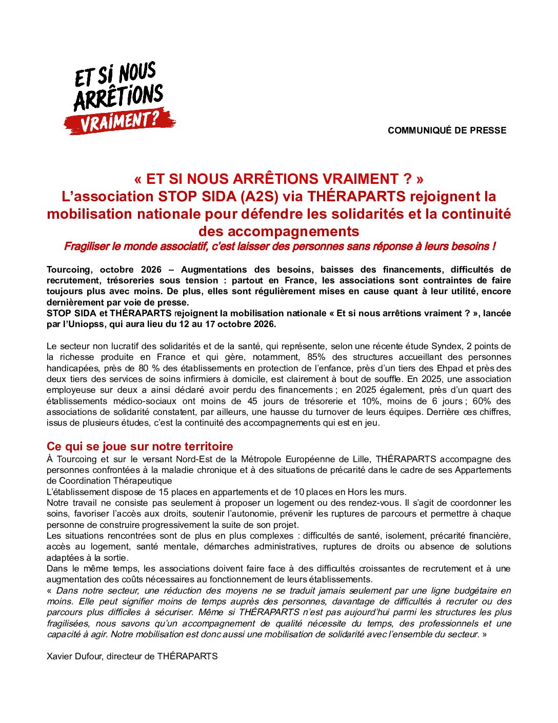 COMMUNIQUE DE PRESSE